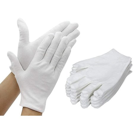 12 par med 24 hansker hvite bomullshansker fortykkede gjenbrukbare myke hansker, 6,7