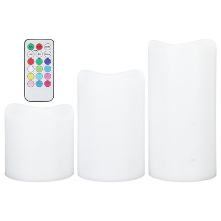 3 stk LED stearinlys med timer, flere moduser, elektronisk RGB KLB