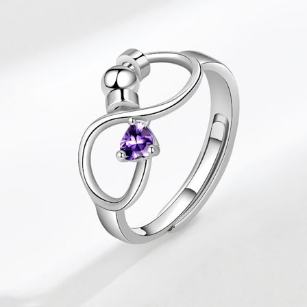 Kvinners roterende ring Fødselsstein ring, dekompresjon anti-angst ring, satt med zirkon justerbar ring