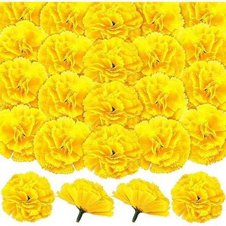51 Stykker Marigold Blomsterhoveder Marigold Blomster Kunstige til DIY Krans Garland Håndværk Diwali Dia de Los Muertos Halloween Dekorationer Dagen 
