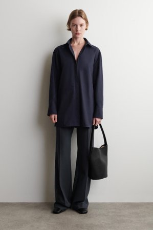 COS Women's Camicia Sartoriale In Cotone in Blu