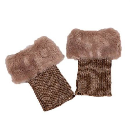 Dame Vinter Ankel Benvarmere Hæklet Strikket Pels Trim Støvle Toppe Manchetter Sokker