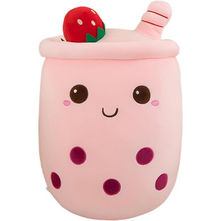 Boblete Plush Puder, Søde Boba Plushies Bløde Legetøj Kæmpe Boba Fyldt Dyr Pude til Boba Elskere (Pink, 24cm)