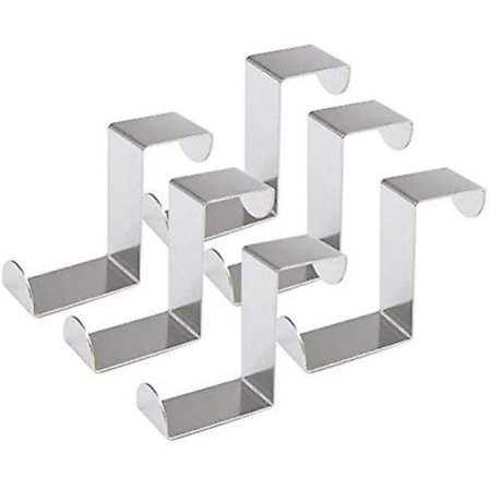 6 stk. Dørkroge 45mm Rustfrit Stål Vendbare Kroge Skab Og Skuffe Kroge Frakke Kroge Over Døre 1mm Tykkelse