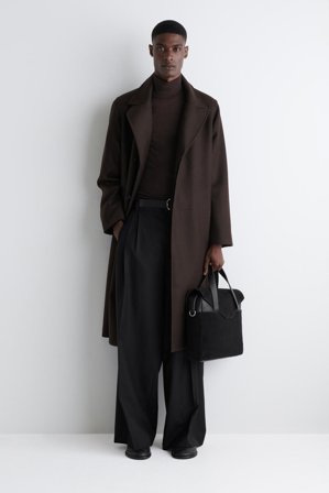 COS Men's Borsa Minimal In Pelle Scamosciata in Nero