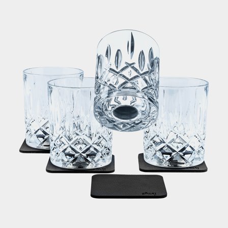 Bicchieri da whisky in cristallo magnetici Silwy Magnetic Crystal Glass Whisky Nachtmann, trasparente, 20 cl, confezione da 4 + sottobicchieri 