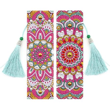 2 stycken 5D Diamantmålning Bokmärken (A,210*60mm), Bokmärke Le