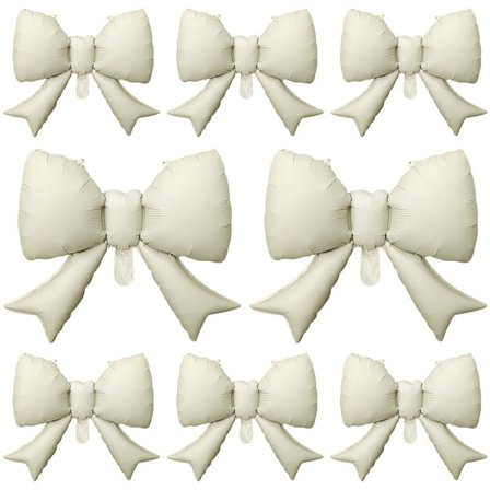 8 stk. hvide sløjfe balloner, store festdekorationer til babyshowers, fødselsdage, kvinde- og mandefester, sløjfe-tema festartikler