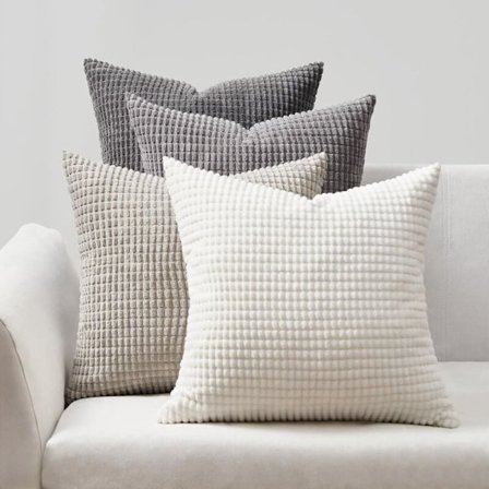 Set med 4 kuddar 40 x 40 beige grå tonad sammet supermjuk sammetsmönster dekorativ läskudde dekorativt rum rum trädgård lounge sovrum_MGF