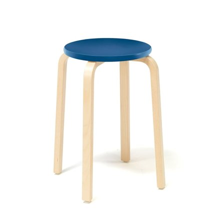 Wooden stool NEMO, H 530 mm, birch, blue