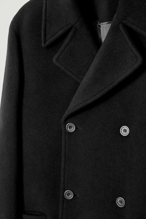 COS Homme Manteau Croisé En Laine in Noir