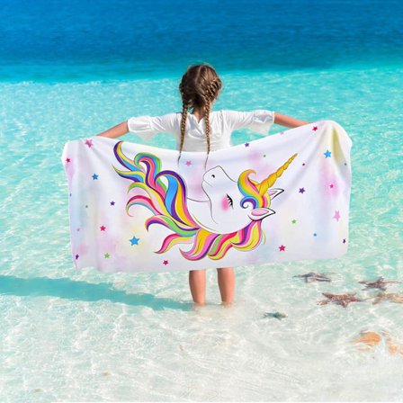 Unicorn Badhandduk - 70 x 150 cm Rosa Polyester Campinghanddukar f