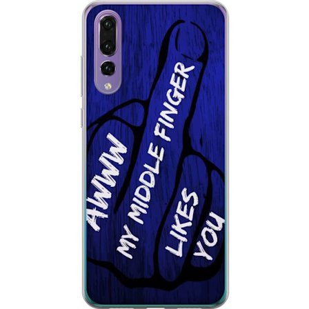 Kompatibelt Mobildeksel til Huawei P20 Pro Mørk typografisk illustrasjon med hjerteform og budskap om vennskap mot dyp blå tretekstur