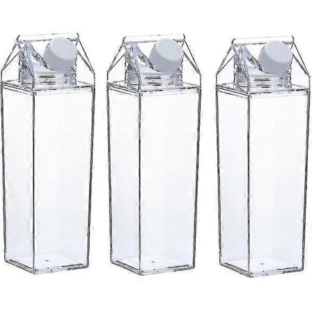 3-pak Mælkekarton Flaske Klar Firkantet Mælk Plastik Lækagesikker Kop-yyc