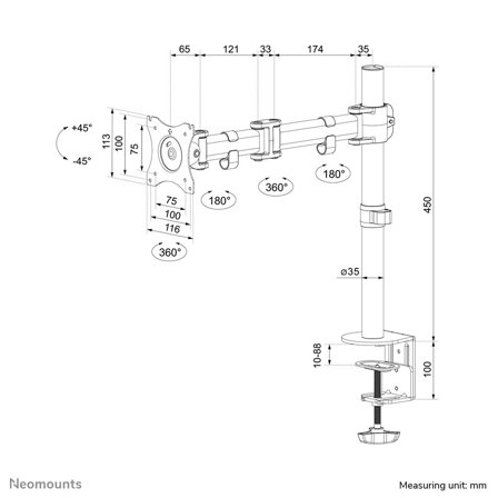 Neomounts by Newstar Select NM-D135 - monteringssett - full-motion - for LCD-skjerm - hvit