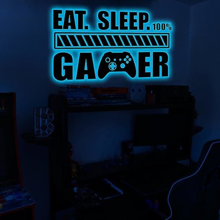 Spelväggdekaler som lyser i mörkret - blå - gamer pojke väggdekaler vinyl videospel väggdekor spelkontroll väggdekaler för pojkars rum barns sovrum 