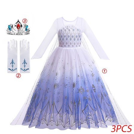 "Frost 2" Elsa kostume pige børn Halloween rollespil Snedronning Anna Prinsesse festkjole udklædning 6-delt Elsa kjole sæt-WELLNGS