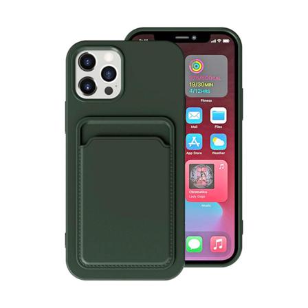 Iphone 14 Pro Silikonskal Med Korthållare - Militärgrön