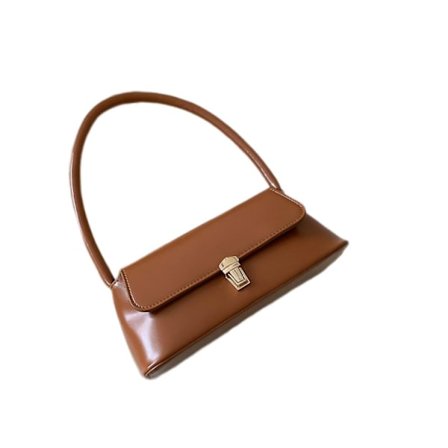 2023 Casual Women Solid Color Pu Underarm Bag Retro Small Handbag (light Brown)