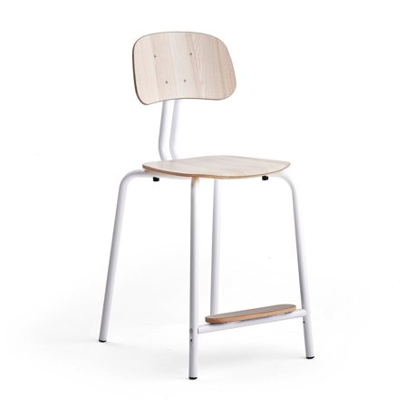 Skolestol YNGVE, 4 ben, hvid, ask, H 610 mm