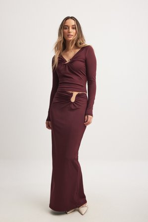 NA-KD Jupe longue à boucle - Jupes longues - Bordeaux - S