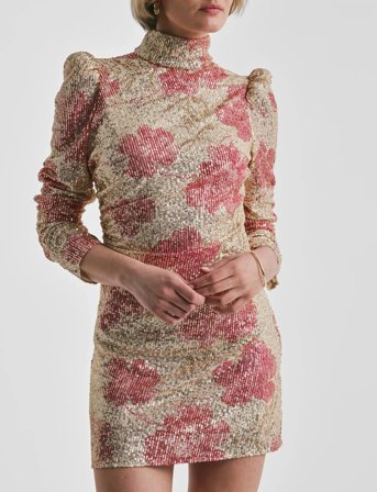 by Ti Mo Sequins Rouching Dress - Pink - XL