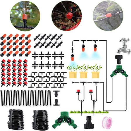 30M DIY Auto Drip Irrigation Kit, 100FT Irrigation Pipe, Irrigation Sprinklers, Perfect Drip Watering System