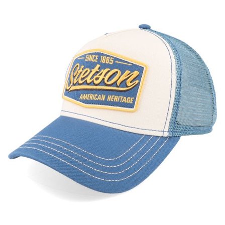 Stetson - Vit trucker Keps - Vintage Blue/White Trucker @ Hatstore