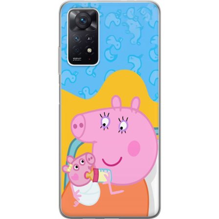Yhteensopiva Puhelinkuori Xiaomi Redmi Note 11 Pro 5G Peppa Possu perhemotiivi äidin possu, isän possu ja ystävien kanssa, värikäs piirretty last