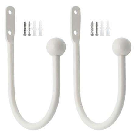 Gardinstangs-Holdere Dekorative Vindueskrok Gardinbinder Metallgardinstangs-Holdere - Hvit