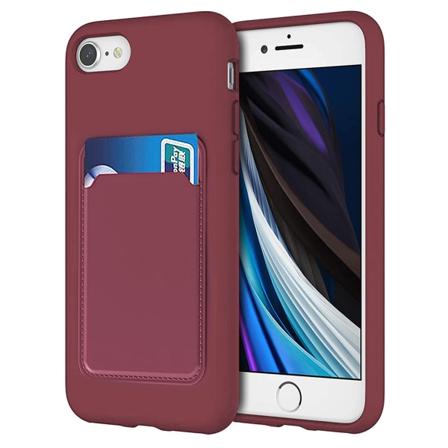 iPhone 8 - Floveme Skal med Korthållare Vinröd