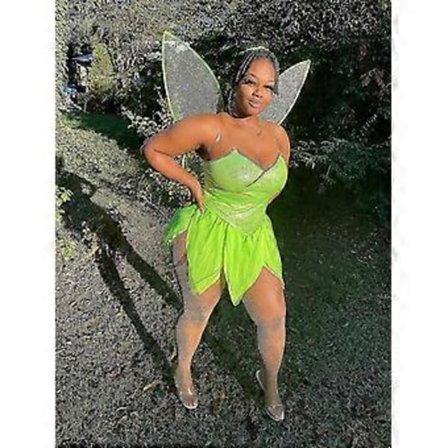 Naisten Vihreä Keiju Tinkerbell Cosplay-asu + Siivet (M Vaaleanvihreä)
