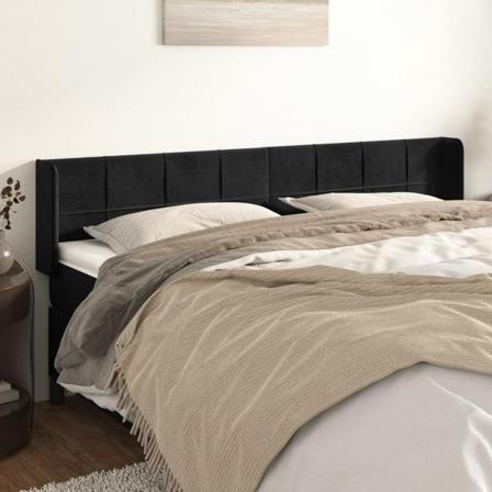 Vidaxl Huvudgavel Med Kanter Svart 163x16x78/88 Cm Sammet Svart