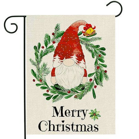 God Jul Trädgård Flagga Tomte 12 x 18 Tum