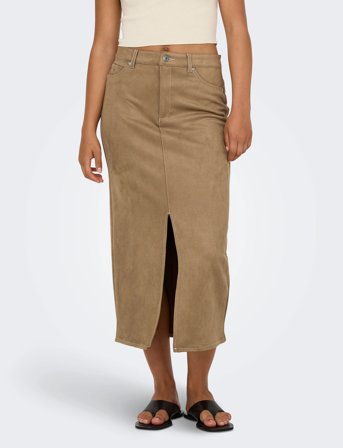 ONLY Onlstina Life Mw Faux Suede Skirt Cc Pnt - Beige - L
