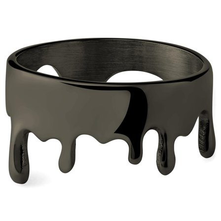 Fahrenheit | Gunmetal Black Stainless Steel Melting Ring for Men - Steel rings