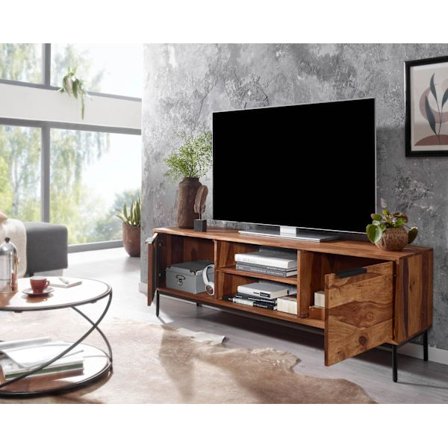 Rootz lowboard massiivi sheesham-puuta 147x51x38 cm TV-kaappi kahdella ovella - Design-TV-kaappi korkea - TV-taso TV-kaappi moderni - TV-kaappi olohuo