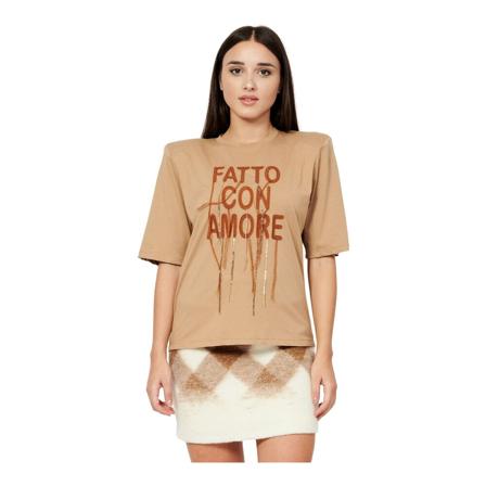 Giulia N Couture T-Shirts , Beige , Dames , Maat: L