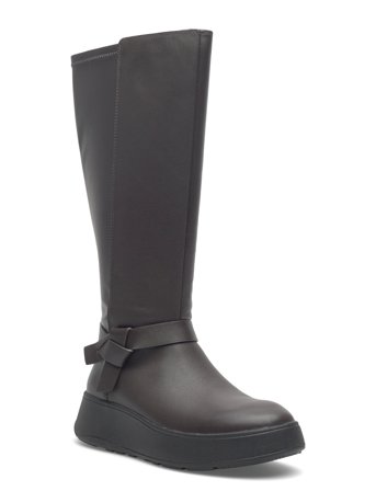 F-Mode Folded-Knot Flatform Tall Stretch Boots Brown FitFlop