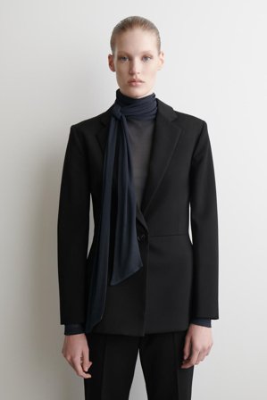 COS Damen Oberteil Aus Seide Mit Schaldetail - Grau