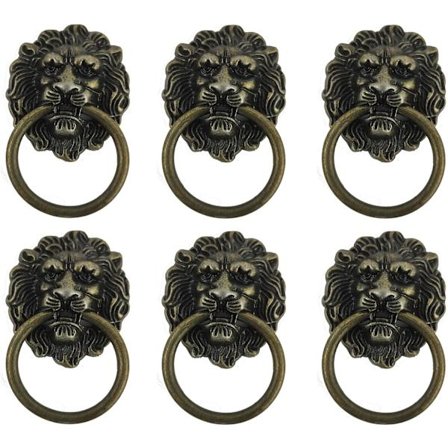 6 stk møbelknotter, antikke løvehåndtak