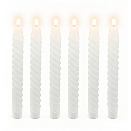 LED flammeløse keglelys, ægte voks, sæt med 6