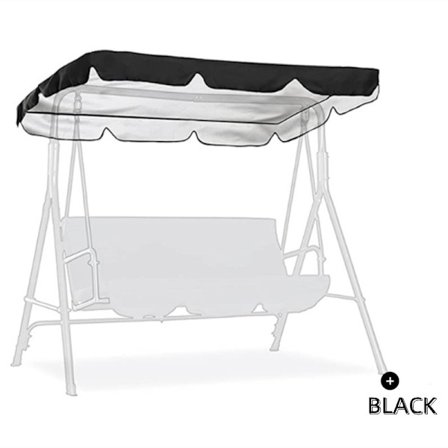 Universell ersättningsbaldakin för 3-sitsig trädgårdsgunga, ersättningsbaldakinöverdrag, gunga (stor, svart, L)