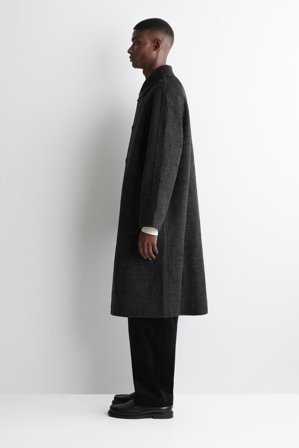 COS Homme Manteau En Laine Réversible À Carreaux/chevrons in Gris