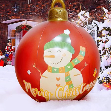 24-tommers Lysende PVC Oppblåsbar Julekule med Jordspyd S,ZQKLA