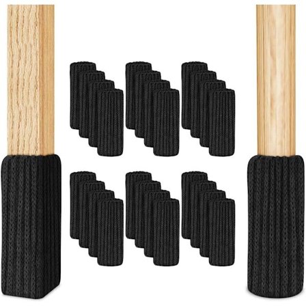 Stol Sokker, Strikkede Filt Stolbein Trekk, Tykke Sklisikre Puter for Møbler, Hovedsakelig for Gulvbeskyttelse, Forhindrer Riper og Støy (Svart)