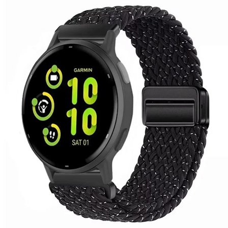 20/22 mm nylonarmband kompatibelt med Garmin Forerunner 55 165 265 965 255, magnetiskt flätat andningsbart band kompatibelt med Garmin Active 5/Venu 3