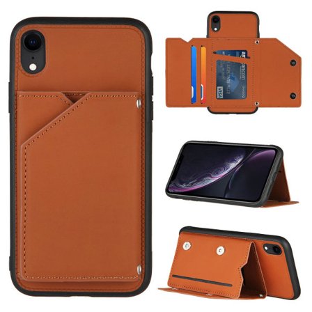Etui Kompatibelt med iPhone Xr Vintage Cuir Cover Etui Bumper - Marron null none
