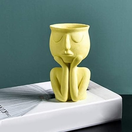 2025 Ny Kreativ Nordisk Blomkruka Vas för Suckulenter Abstrakt Blomkruka Ansikte Inomhus Blommor Gul Vas