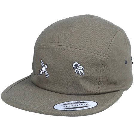 Abducted - Groen 5panel Cap - Tiny Satellite Astronaut Scenery Olive 5-Panel @ Hatstore